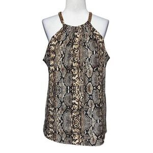 J.B.S. Snakeskin Print Tank Top with Chain Strap size Large